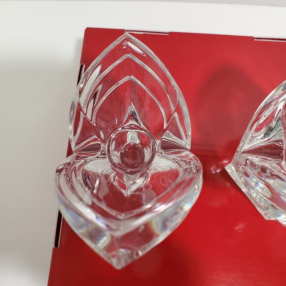 Mikasa Candle Holders Pair Taper Lead Crystal Art Deco Style 1990s Tulip Germany - Picture 8 of 16